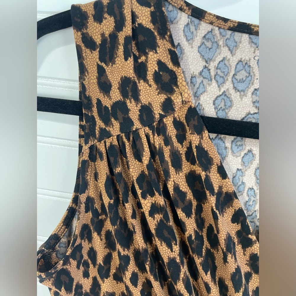 Charter Club Brown Sleeveless Cheetah Print V-neck Dress Petite Small Women’s - Picture 3 of 8